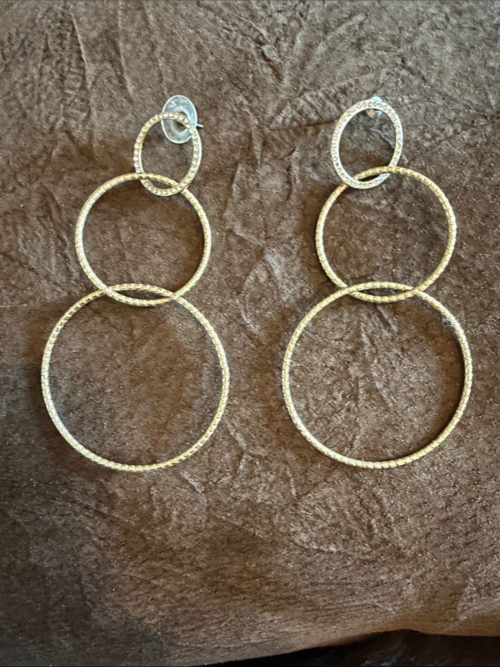 Gold Triple Hoop Drop Earrings - Classic Women Jewelry